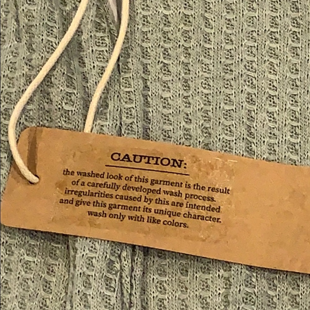 NWT Vanilla Star Green Elastic Waist Waffle Top - Picture 4 of 5